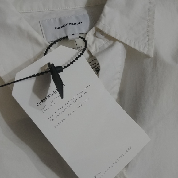$209 Current/Elliot | white cotton open back bow dress shirt button down 3 - Picture 7 of 11